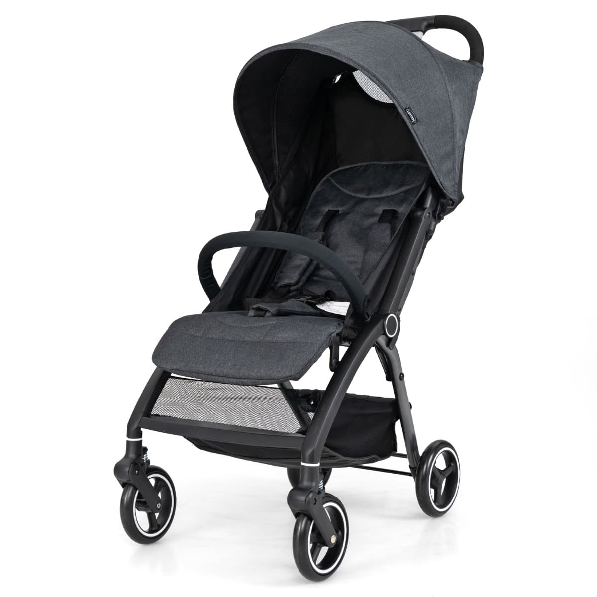 CostwayPoussette Légère pour Bébé Poussette Pliable avec Dossier Ajustable Auvent Harnais à 5 Points pour 0-36 Mois Poids net de 6,2 kg Gris